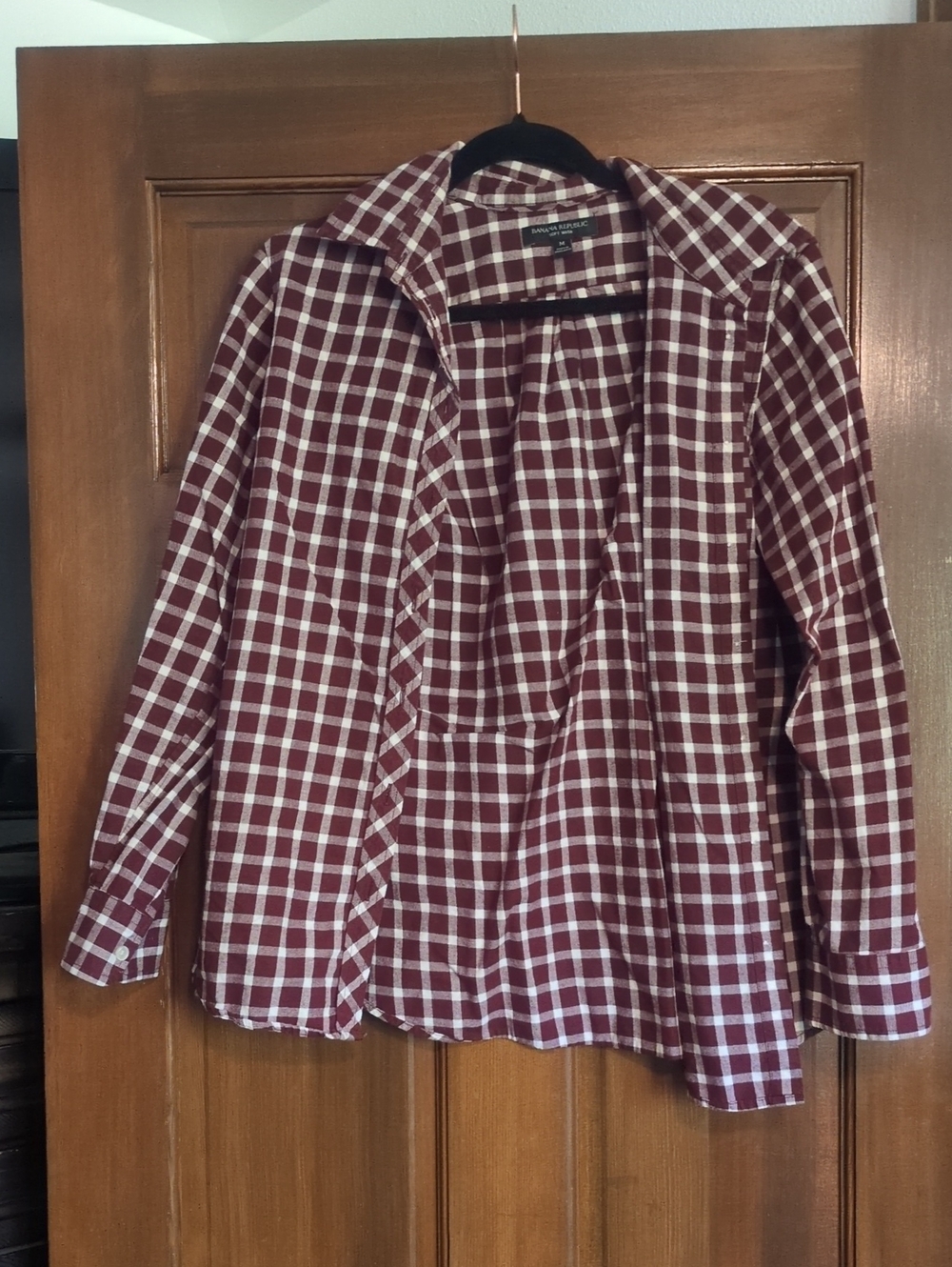 Banana Republic Burgundy and White Plaid Button-Down Shirt